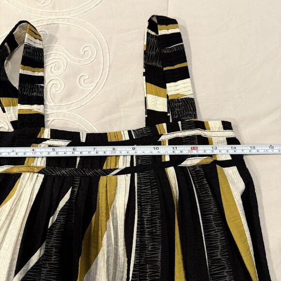 Anthropologie Square Neck Waistless Midi Dress Black Yellow Flowy Size XXS Boho - Picture 12 of 13